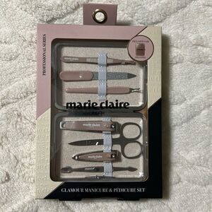 marie claire Glamour Pink Gold 7 Piece Pedi Manicure Set Travel Case Included